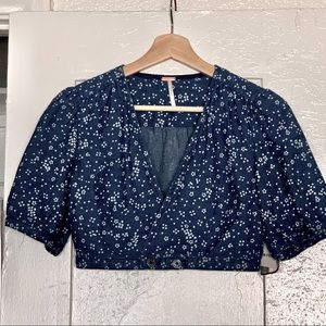 Flowery Free People Puff Crop Top